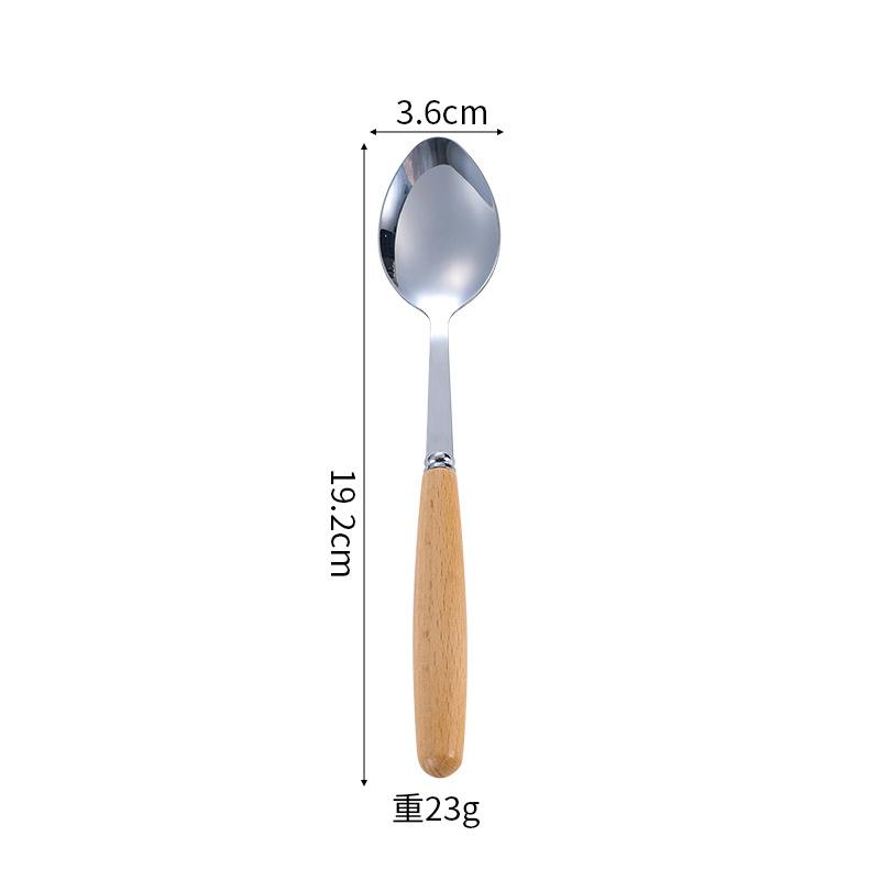 Stainless steel tableware three-piece set, wooden handle, spoon, fork, chopsticks, student outdoor portable tableware set