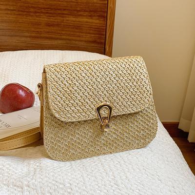 Woven Women's Bag 2025 New Fashion Spring and Summer Messenger Bag Women's Straw Woven Bag Simple Foreign Style Small Square Bag