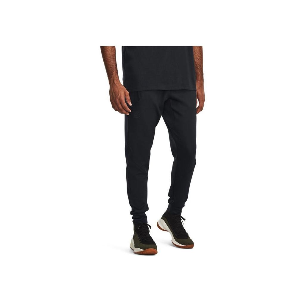 Under Armour Curry Playable Solid Color Elastic Waistband Tapered Knit Sports Pants Men Bottoms Black 1380324-001