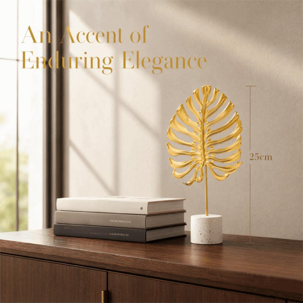 Gold Cement Base Iron Leaf Desktop Ornament Hotel Front Desk Display Ornament