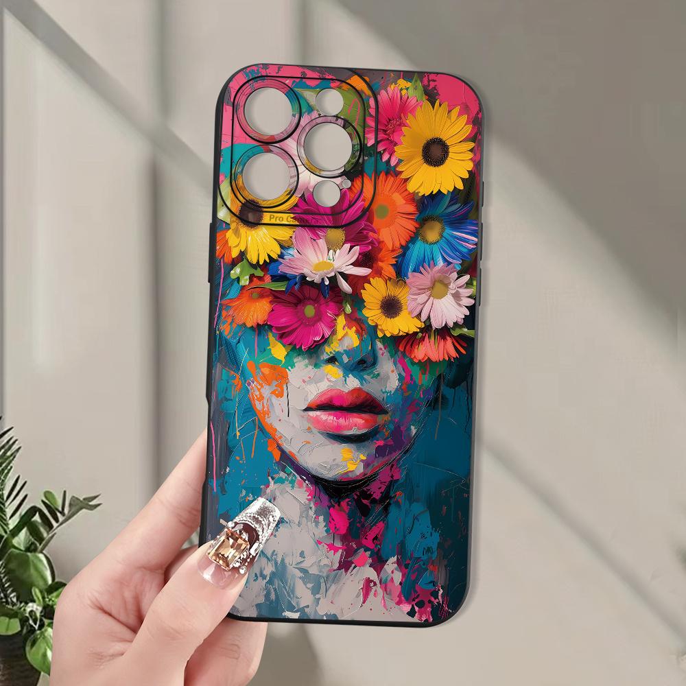 Hot-selling Creative Flower and Girl Pattern Mobile Phone Case Suitable for iPhone