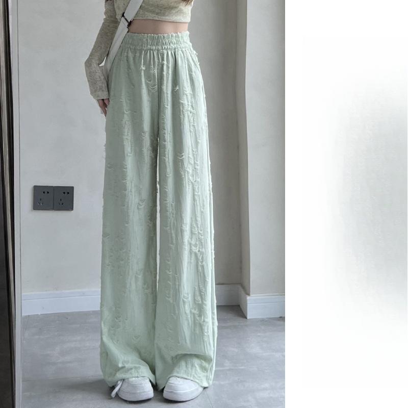 

Широкие брюки женские летние тонкие с высокой талией свободные драпированные повседневные прямые брюки XL