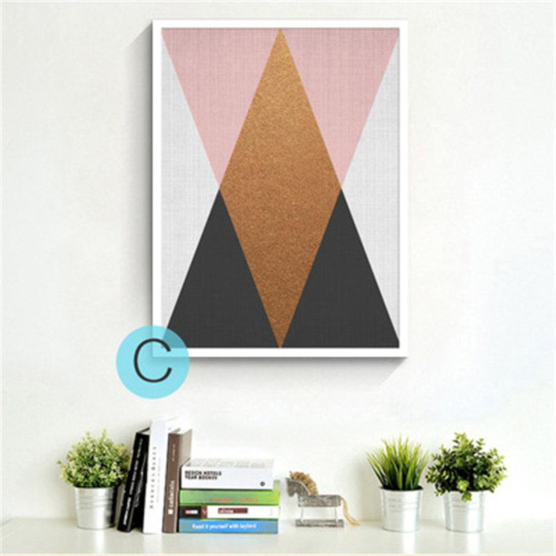 Modern Geometric Triangles Mountain Canvas Painting Minimalist Diamond Shape Art Poster Living Room Decor Wall Picture