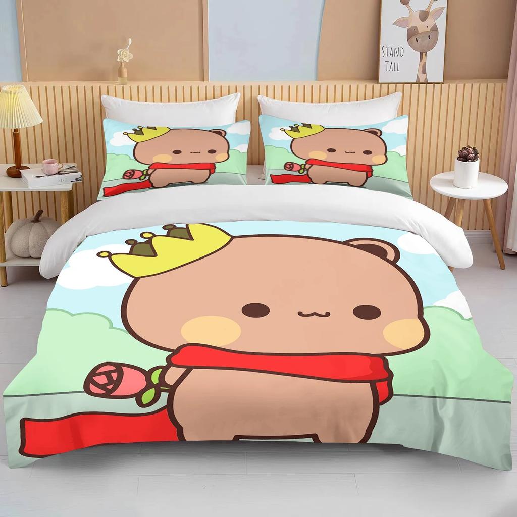 Bubu Dudu Cartoon Cute Bear Kawaii Christmas Gift King Twin Double Boys Bedding Set Microfiber or Polyester Duvet Cover Set