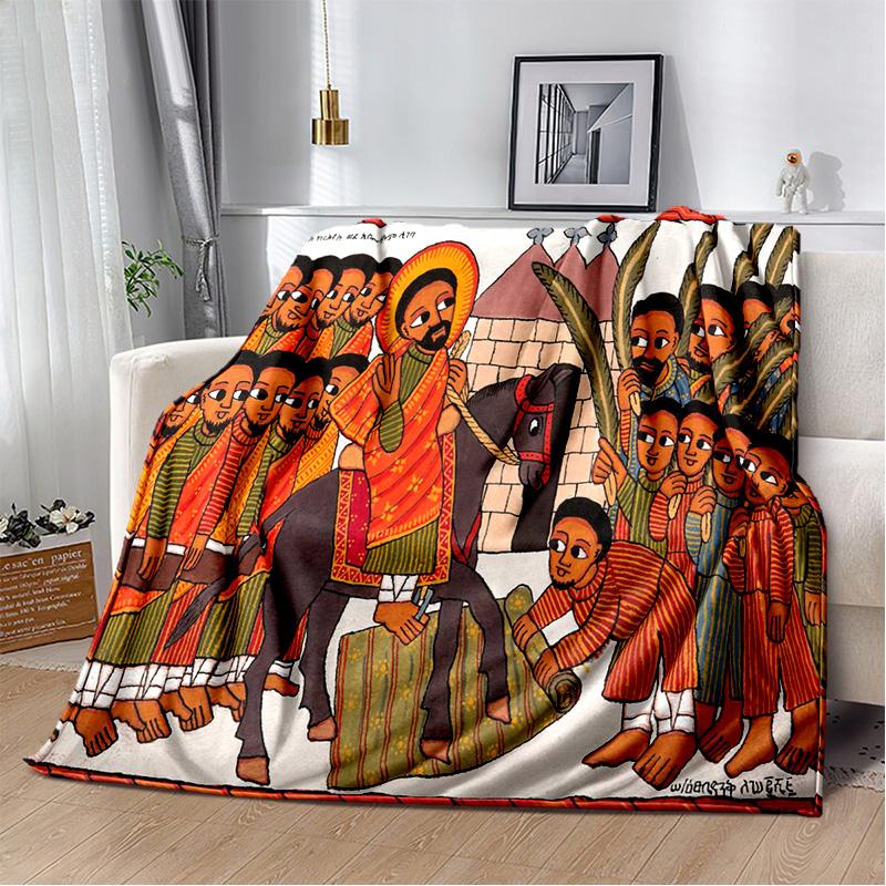Ethiopian Painting Art Africa Blanket,Soft Throw Blanket for Home Bedroom Bed Sofa Picnic Travel Office Rest Cover Blanket Kids