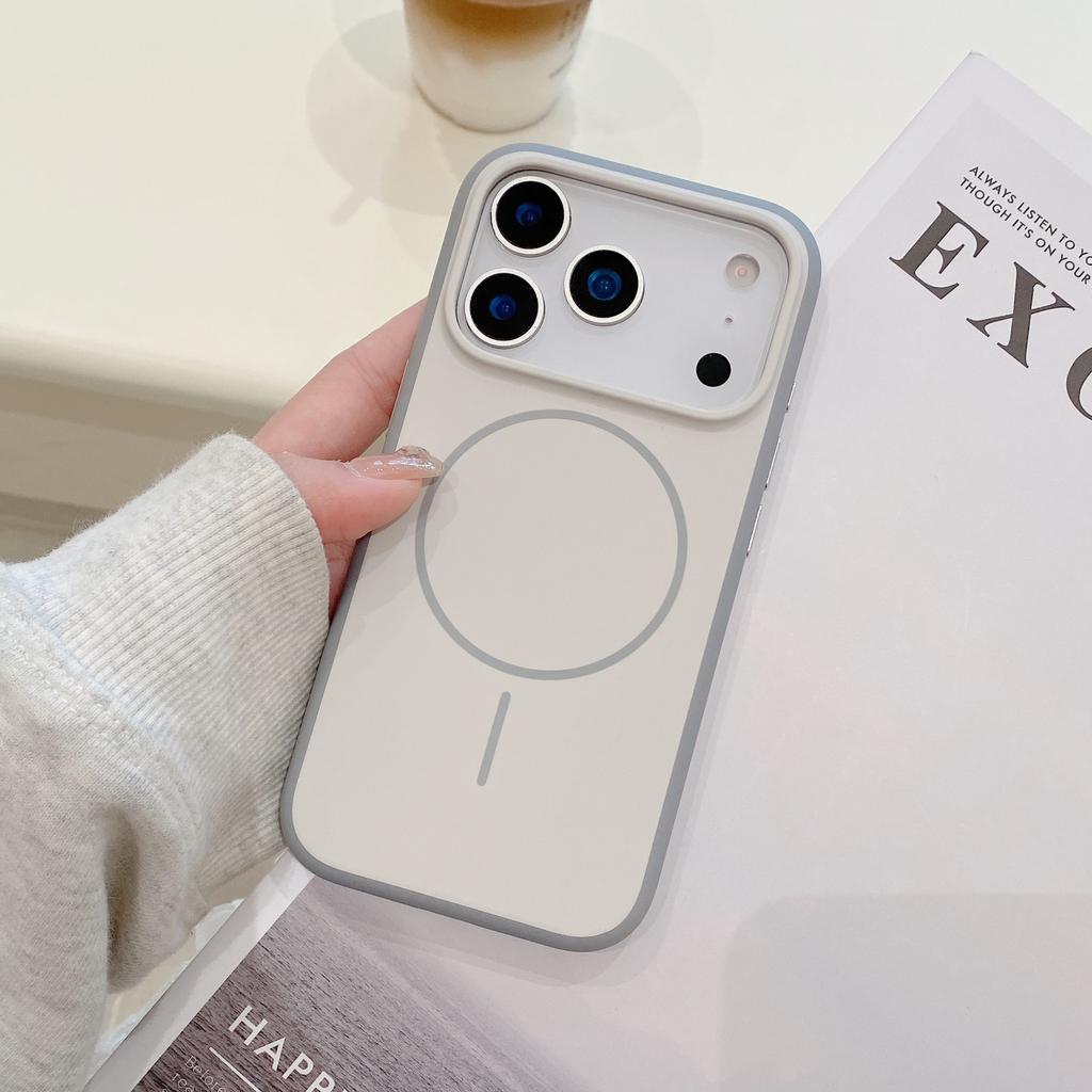 With AI Camera Capature Shutter Button Two-Tone Phone Case For iPhone 17 Pro Max 16 Liquid Silicone Cover Magnetic For Magsafe