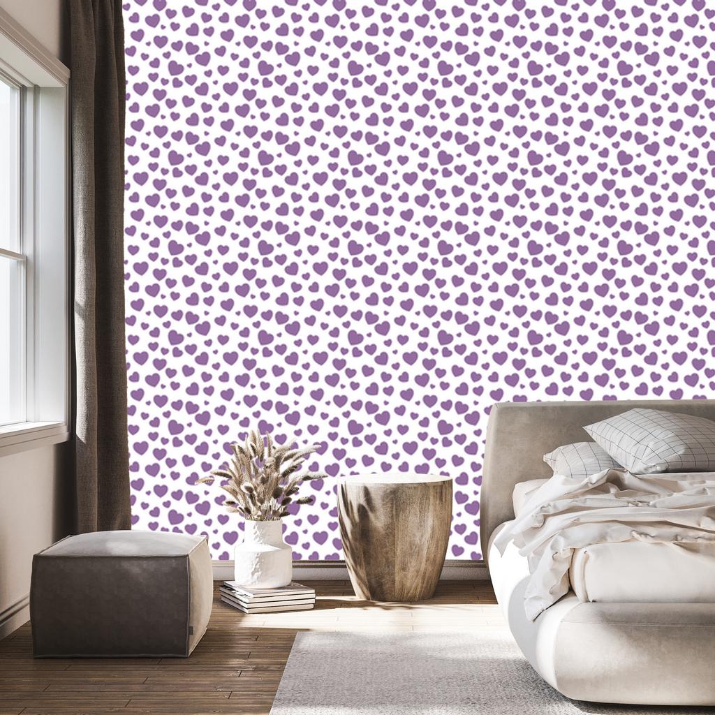 Heart Wallpaper White, Purple, Light Gray and Lavender 50x1000