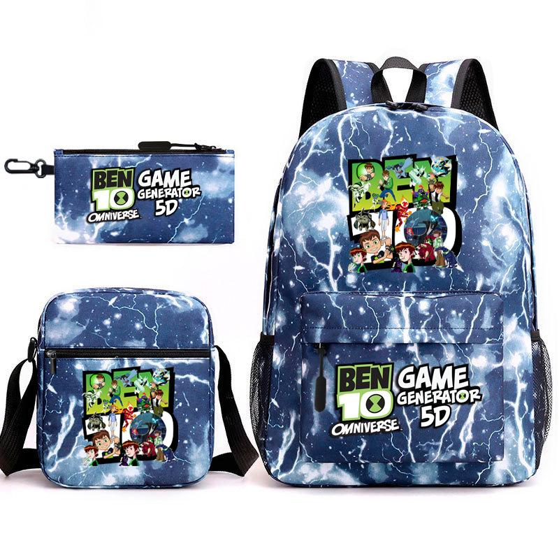 New Hacker Junior Starry Sky School Bag Three-piece Set 10 Heat Transfer Personalized Backpack Leisure Bag