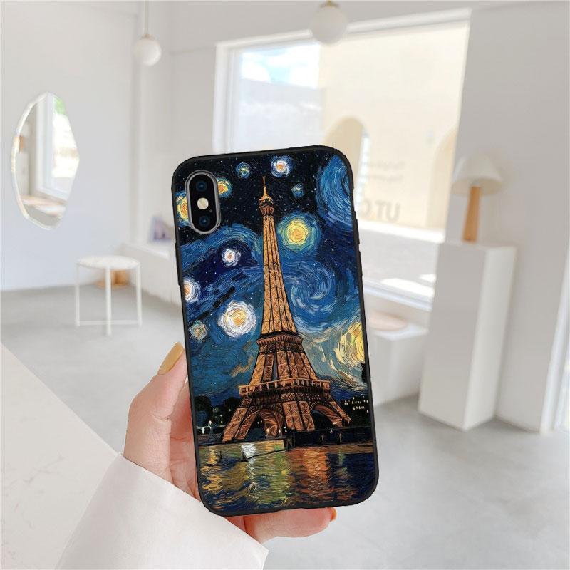 BF87 Paris Eiffel Tower Soft Shell Phone Case for iPhone 16 15 14 13 12 Pro Max Plus Mini