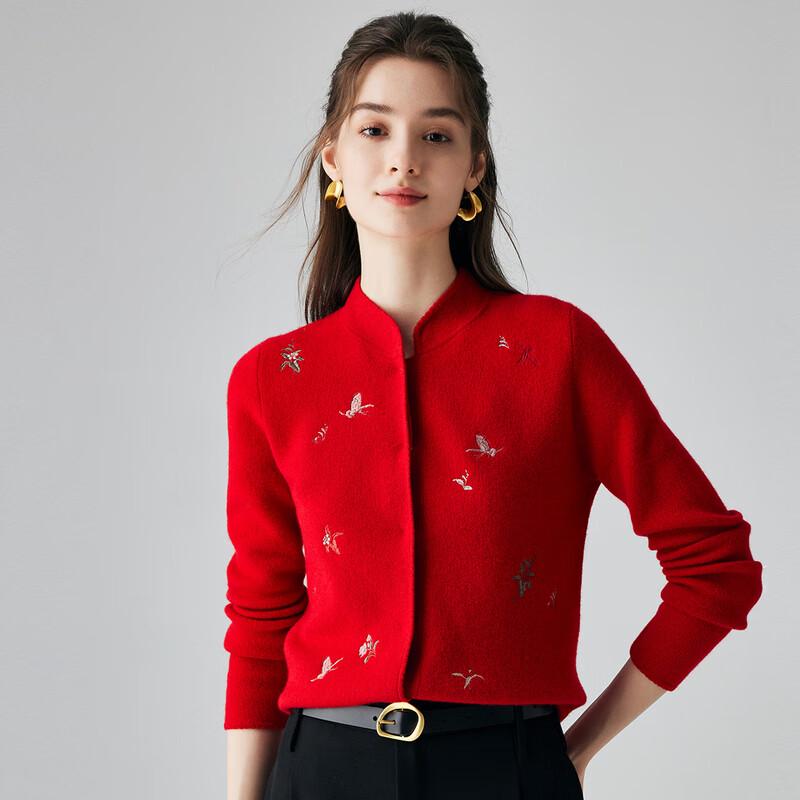 PALUOPO Women's Embroidered Cashmere Cardigan