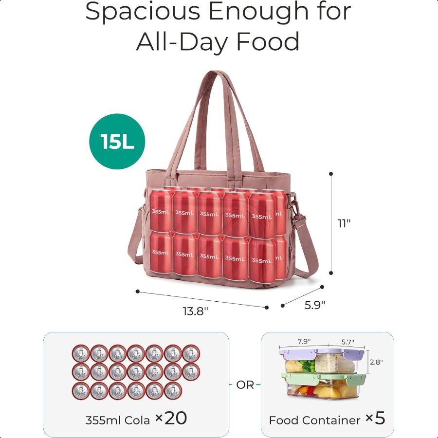 Lunch Bag Women Large Lunch Box Insulated Tote Bag with MultiPockets Quilted Puffy Tote for Work Outdoors