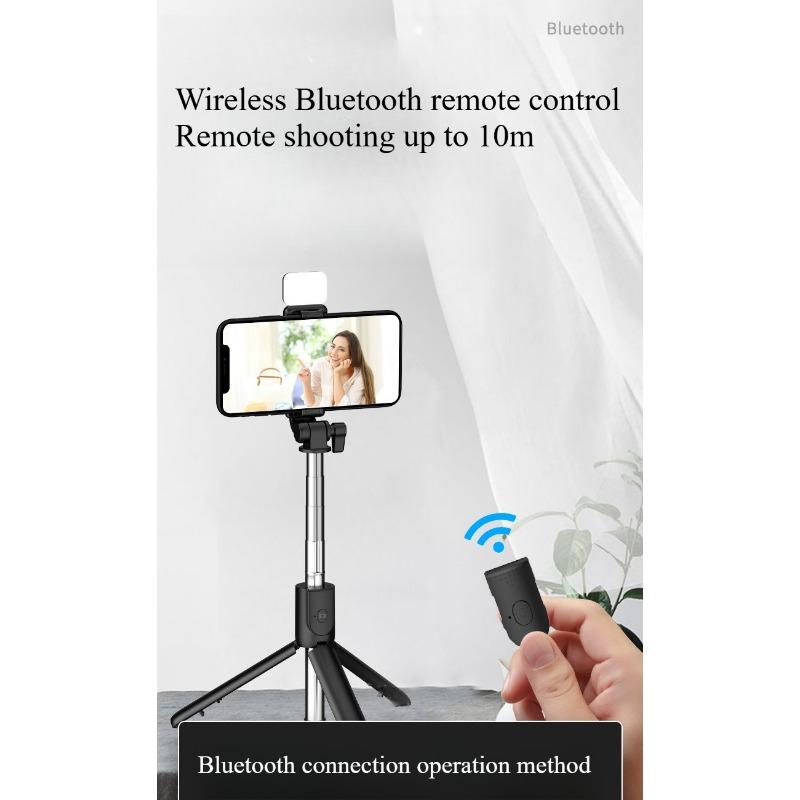 1PC R1 series mobile phone Bluetooth selfie stick fill light live broadcast shooting portable integrated telescopic tripod