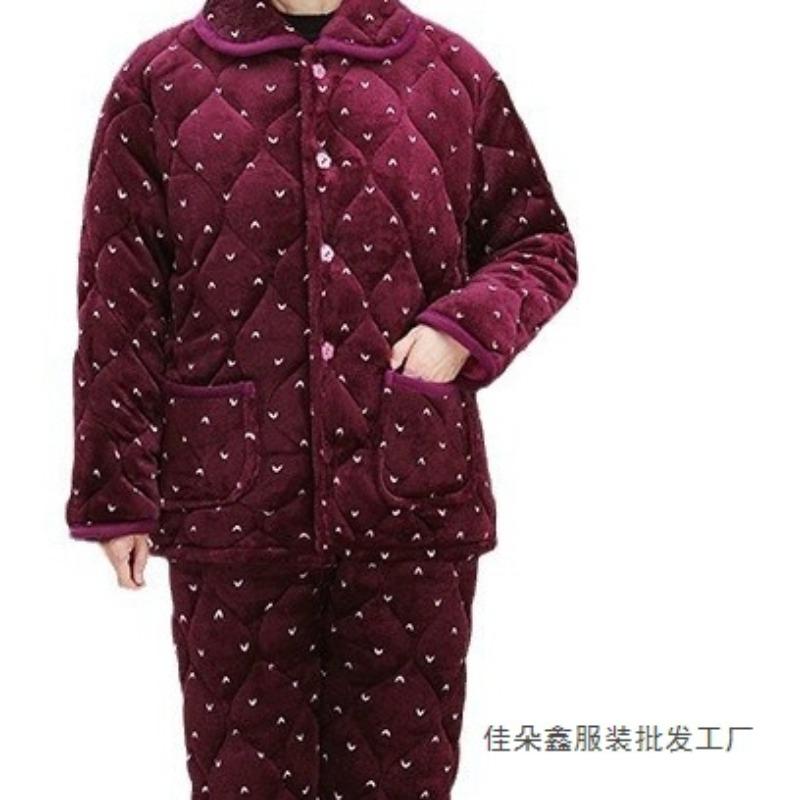 Three-layer thickened coral fleece pajamas loungewear semicircular jujube