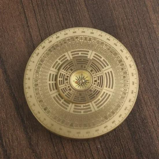 Retro Brass Mini Compass & Bagua Gyroscope with Handle