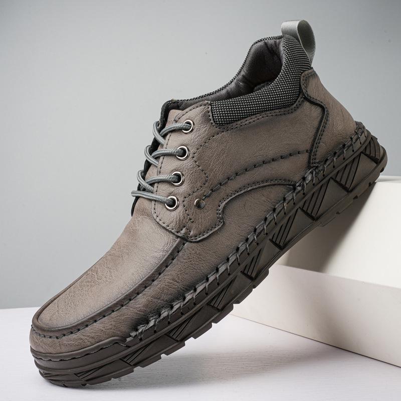 Herren Große Größe Handgenähte Leder Martin Stiefel - Lässige Herbst/Winter Kurze Arbeitsstiefel