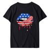 Real Shot Amazon Independence Station Cross-border European, American Independence Day Printed Short Sleeve Top Women's Summer Outer Bottom Shirt