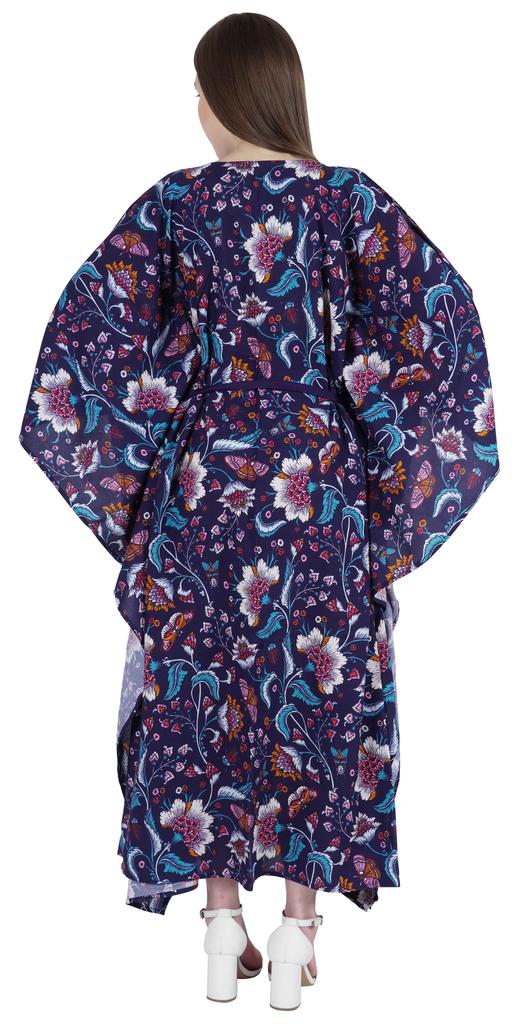 Moomaya Printed Sleep Loungewear For Women Kimono Sleeves Kaftan Resort Dress  Maternity