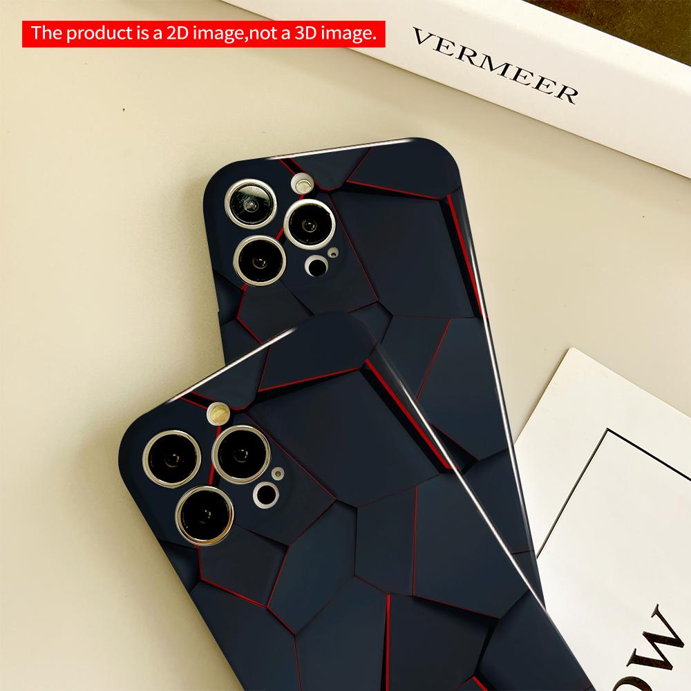 2DFlat Dark Geometric Cracks with Red Glow All inclusive film hard phone case, compatible with iPhone 18 Pro Max 17 16 15 14 13 12 11