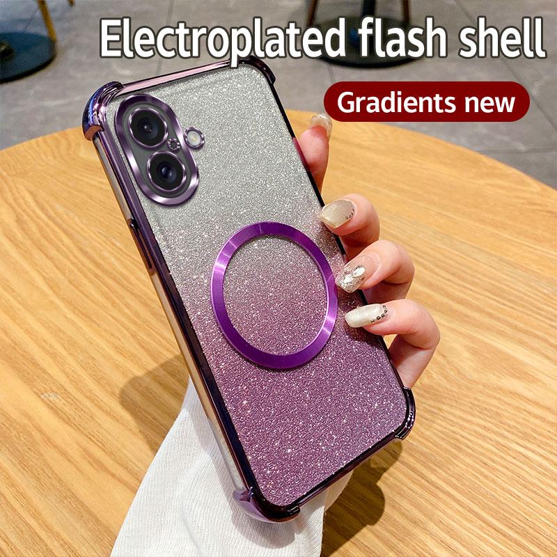Shockproof Magnetic Ring Phone Case For iPhone 16 15 14 Plus 13 12 11 Pro MAX XS MAX XR X 7 8 16 Plus SE 2020 2022 Glitter Cover
