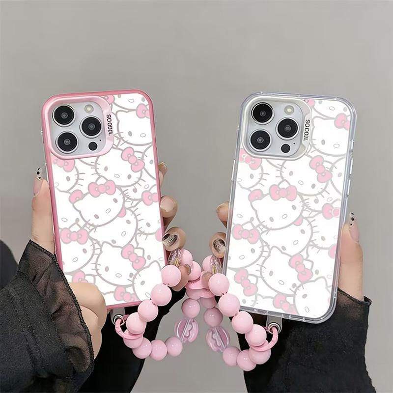 Pink Hello Kitty Pearl Chain Phone Case For Xiaomi Redmi Note 15 Pro 5G 15C 15 14C 13C 12C Note 14 13 12 Pro Plus 5G Hard Cover