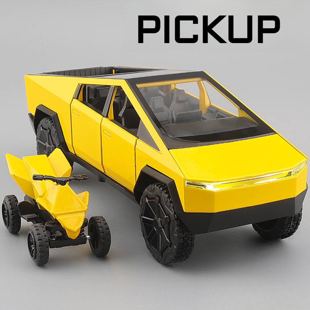 1:32 Pickup Model Toy Car Pull Back Doors Opened Off-Road Vehicle Alloy Die-Cast Rubber Tires Models Toys Home Decor Decoration