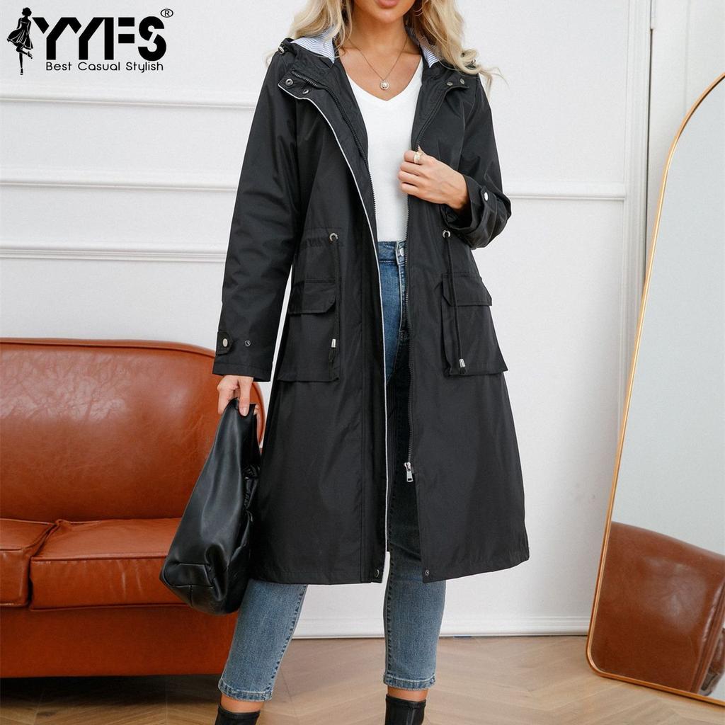 YYFS Naiste moe vabaaja ühevärvilise trükiga kevad-sügis pikkade varrukatega kapuutsiga jakid ja mantlid