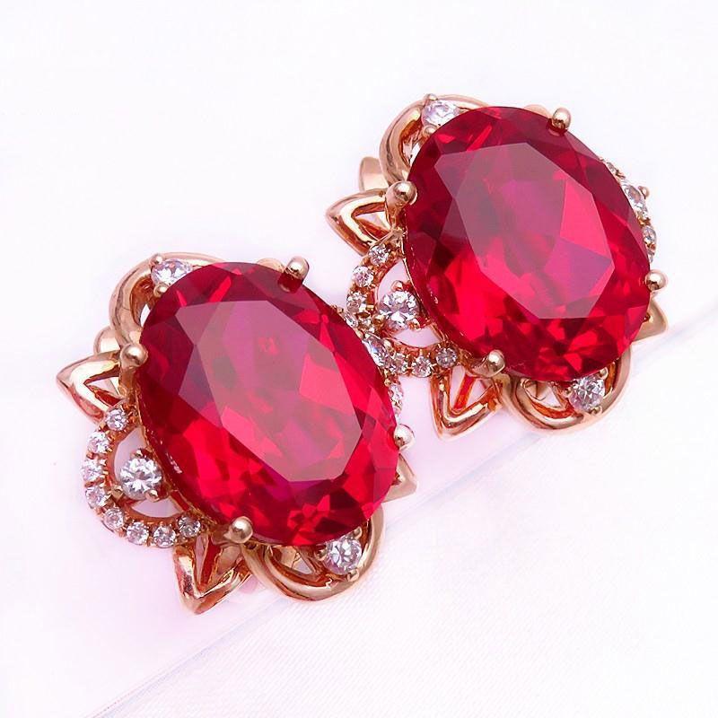 Purple Gold Inlaid Redstone Earrings Luxury Luxury Temperament Color Gold Plated Rose Gold Earrings