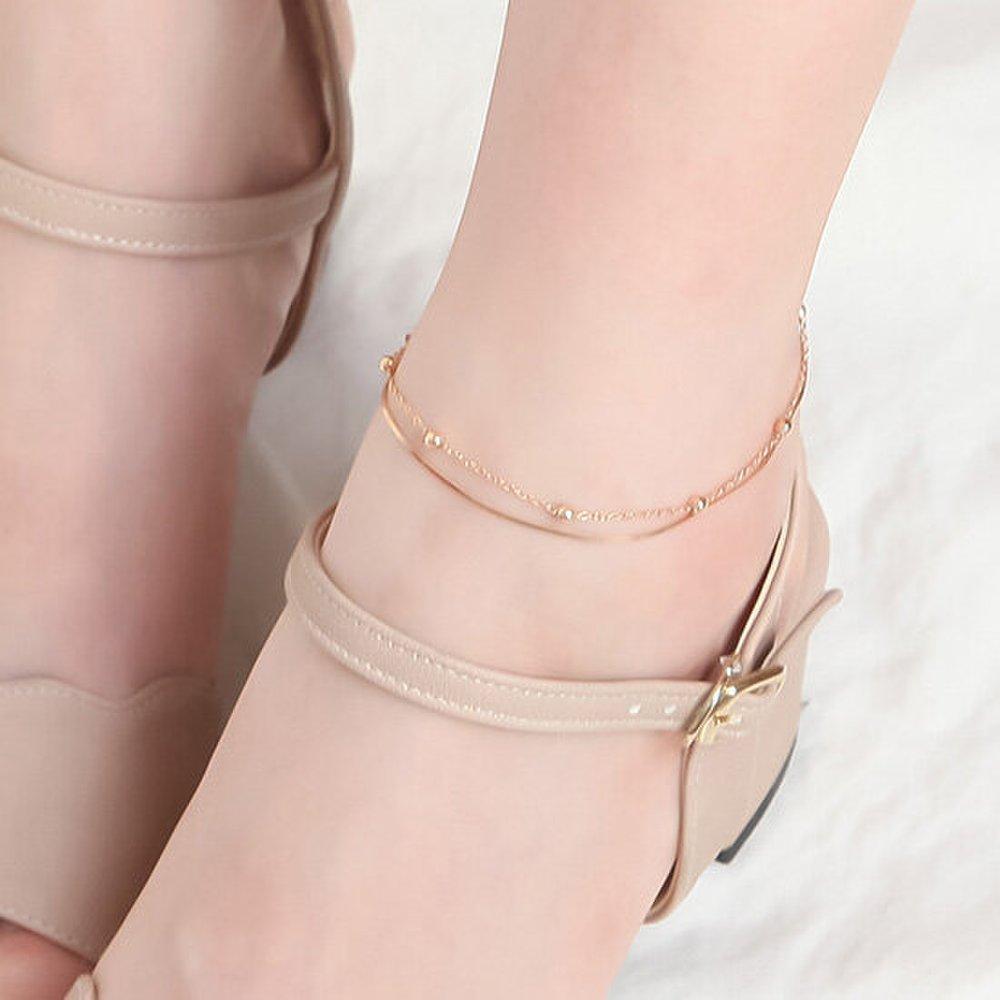 

Chain Ball 92.5 Silver Rose Gold Double Chain Silver Anklet Sh169