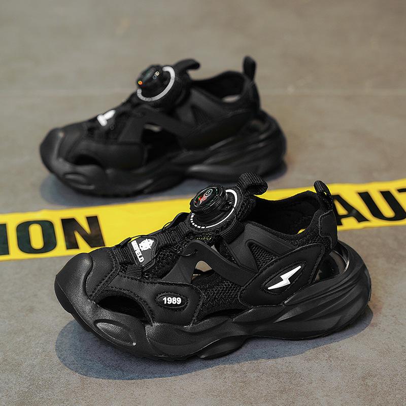 

Подростковые сандалии для мальчиков, сандалии Баотоу, летние дышащие детские кроссовки из сетки, полые пляжные туфли для детей среднего и старшего возраста 37