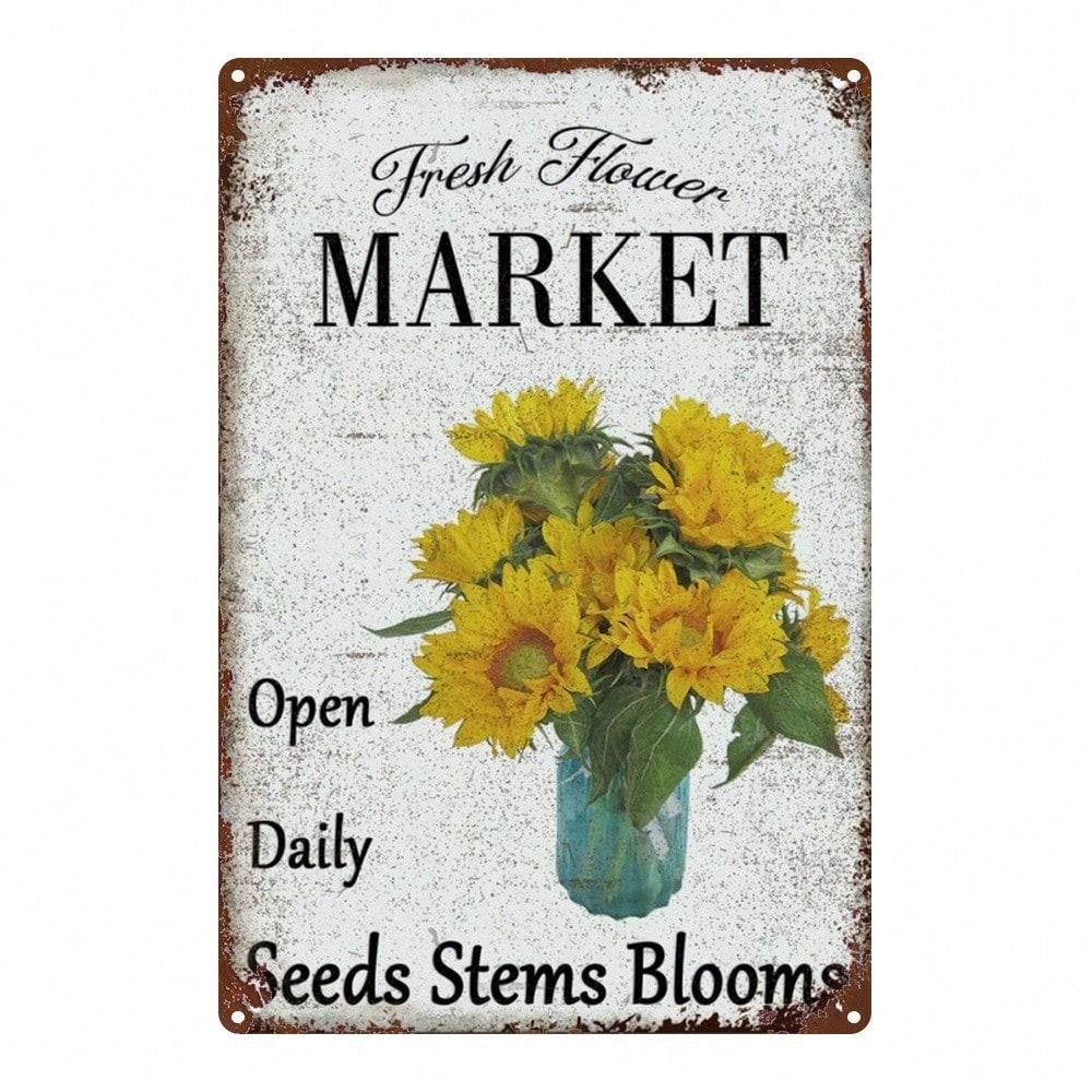 

Vintage Sunflower Metal Wall Art Sign Rustic Farmhouse Decor Iron Floral Sign 8x12 Inch Rustproof Durable Home Decoration 20x30cm