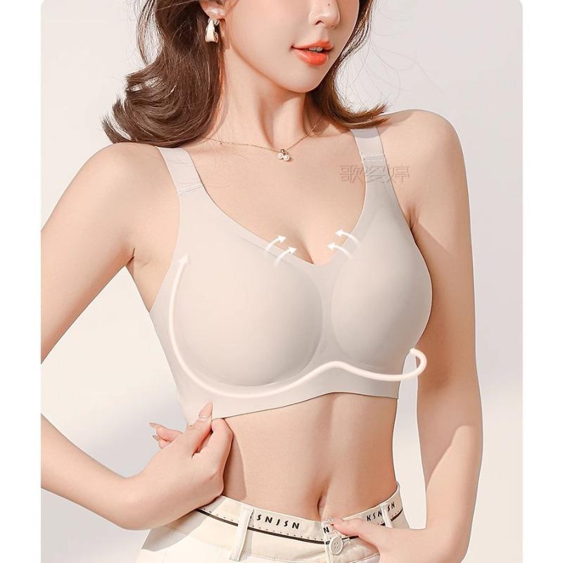 Women Seamless Full Cup Thin Large Size Bra Gathering Push Up Anti Sagging
