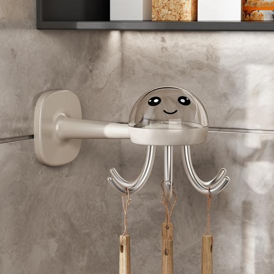 Kunststoff Wandhänge-Aufbewahrungsregal mit starkem Klebe-Tragfähigkeit Cartoon-Oktopus-Form Sechsarm-Design Badezimmer-Aufbewahrungsregal