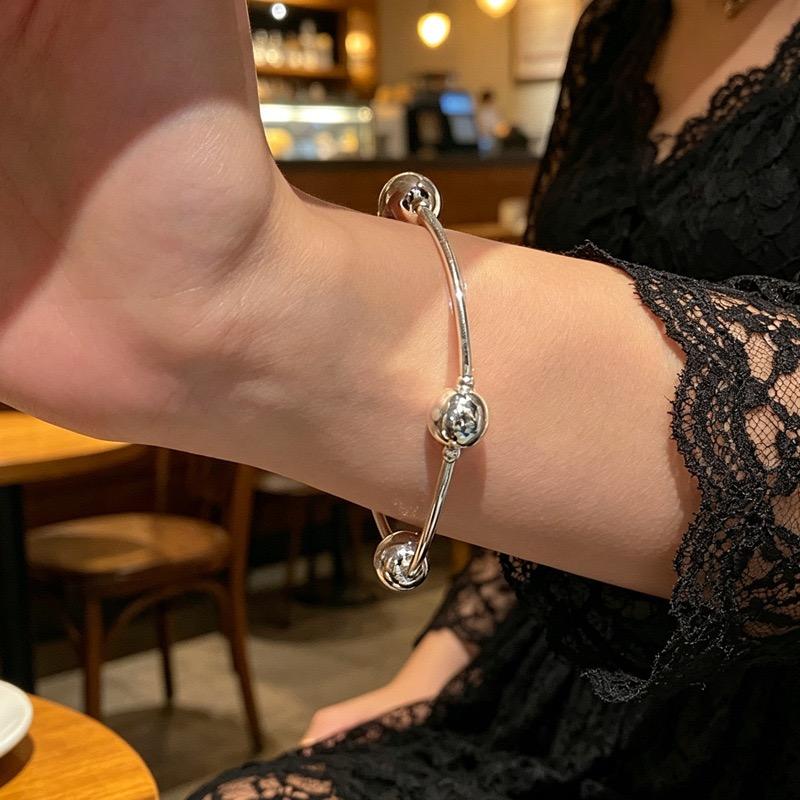 Xiaomi 100% Solid 925 Sterling Silver Metal Bracelet for Women Vintage Handmade Simple Retro Ball Bracelet Birthday Gift Party