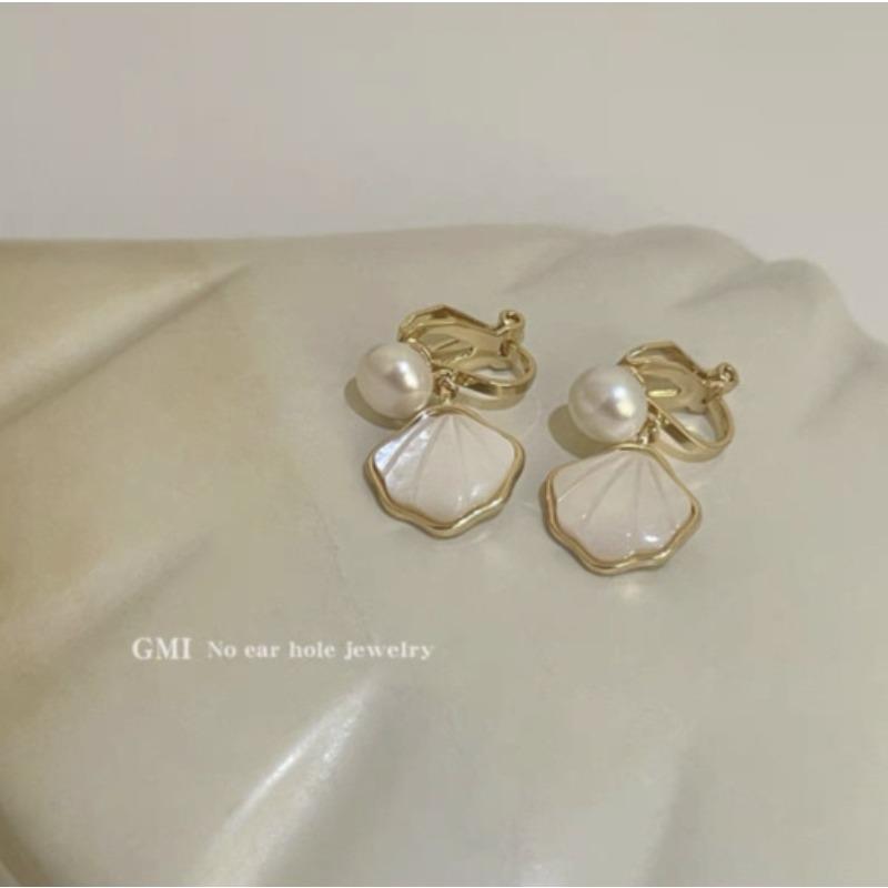 Enkle og øreløse dame øreklips, High-end følelse, Nisjedesignfølelse, Perleøredobber Smykker, Allsidige temperamentøredobber