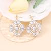 Bohemian style diamond-set rice beads colored four-leaf clover floral flower earrings, temperament imitation pearl earrings