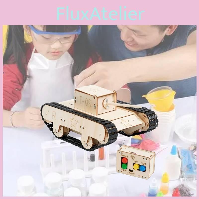 C-37f Remote Control Rotating Tank Diy Wood Material Kit For Stem Science Experiment