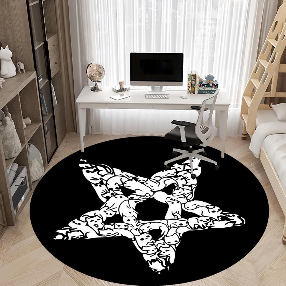 1pc Monster Pattern Office Round Area Rug,  Mat Suitable For Office, Under Office Chairs Bedroom Living Room Home Decor, Room Deco