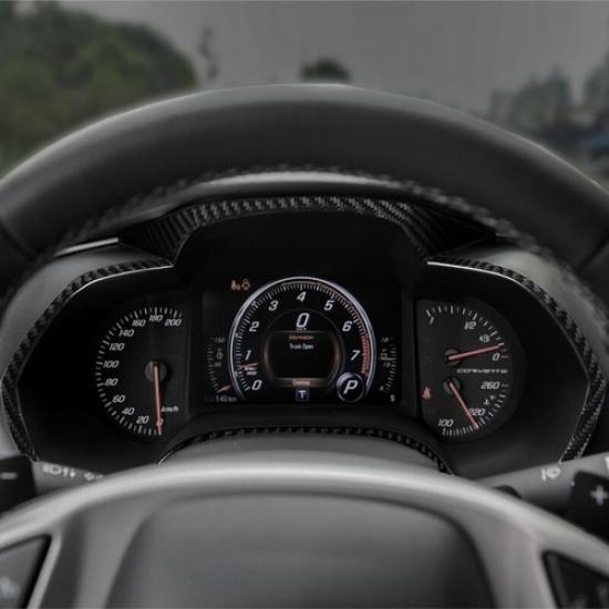 4Pcs Carbon Fiber Dashboard Panel Decor Trim For Chevrolet Corvette C7 2014-
