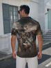 Men's Short-Sleeve Camouflage Polo Shirt - Wild Boar Turkey Deer Jungle Print Button-Up Lapel Collar, Full-Body Camo Shirt Suitable for Dates, Beach