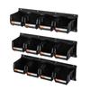 Wall Mounted Storage Bins, 12 Plastic Bins & 3 Metal Rails, Plastic Hanging Stackable Storage Bin for Screws, Nuts, Bolts, Nails, Hardware Tool