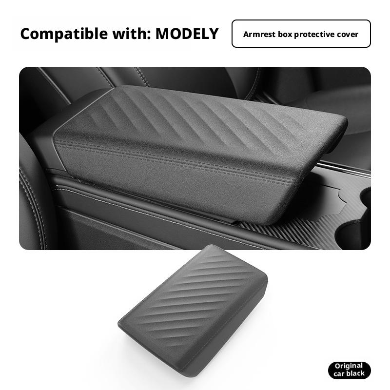 Car armrest box mat suitable for Tesla Model 3/Y car TPE armrest box cover protective cover Tesla car interior accessories чёрный
