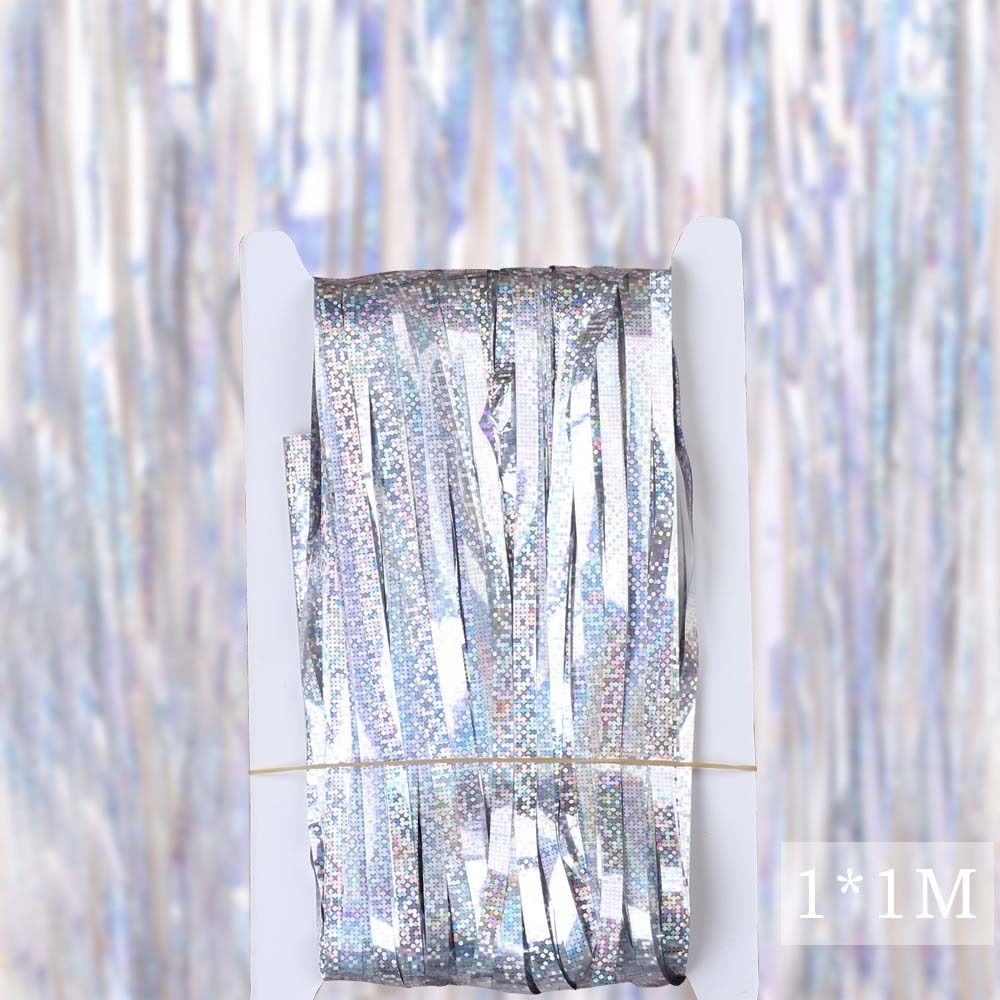 Foil Laser Christmas Wedding Prom Birthday Party Tassels Door Curtain Foil Curtain Rainwire Curtain