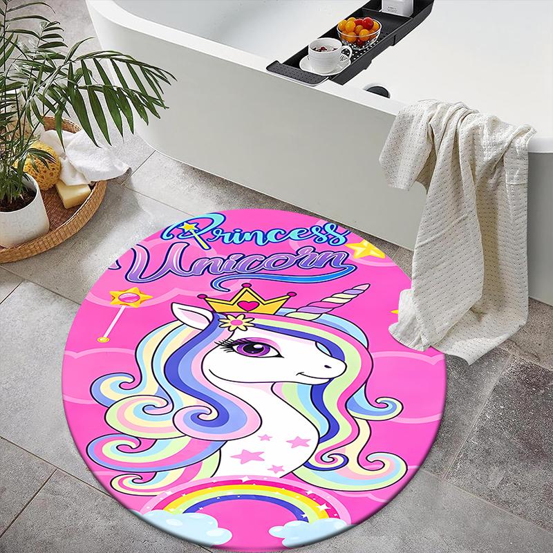 

1pc Unicorn Art Round carpet Painted Printed circular carpet, home door mat, outdoor travel protection carpet 80x80cm( 31x31in)