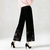 Mulberry Silk Velvet Burnout Nine-Point Pants