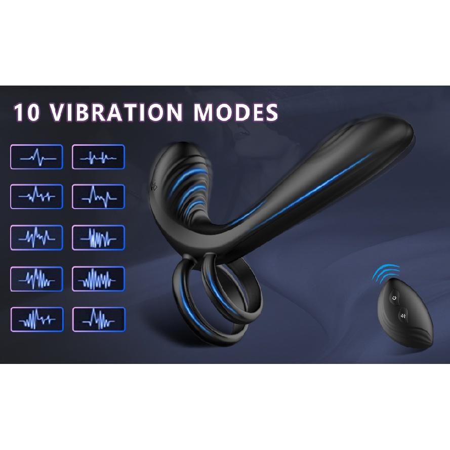 Vibrating Cock Ring Remote Control Dual Penis Ring for Men Couple with Vibrating G-spot and Clitor Simulator 3 in 1 Vibrator