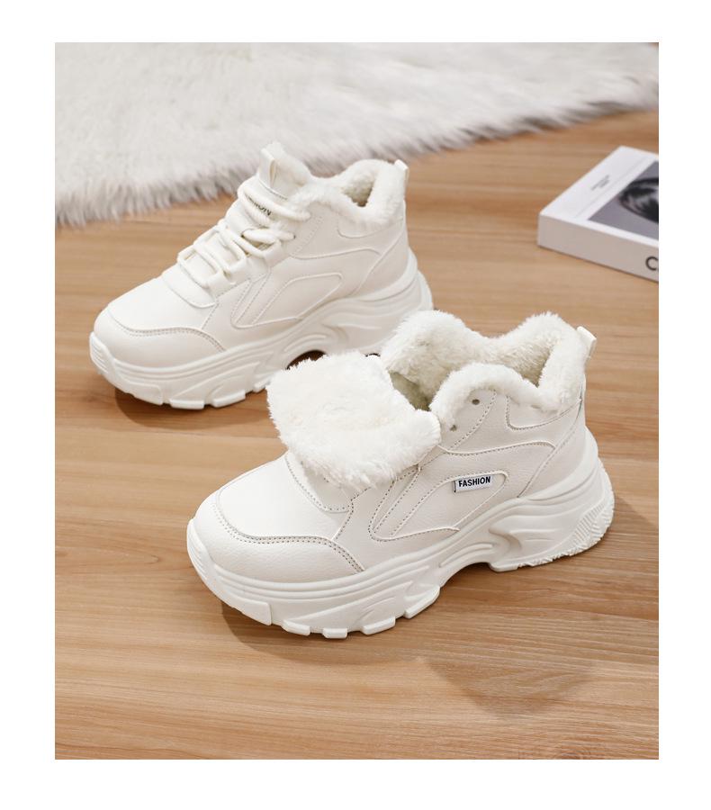2025 Women's High-Top Plush Thick-Sole Winter Sneakers, Wide Fit, Large Sizes