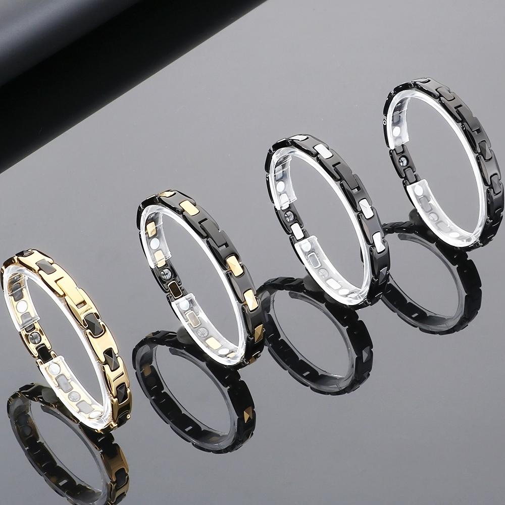 Herren Magnettherapie Germanium Armbänder für Herren Vakuumbeschichteter Wolframstahl Hypoallergener Gesundheitsschmuck Mode Geschenke für Ihn