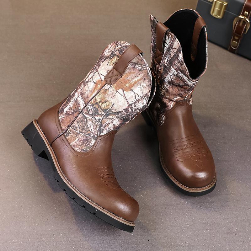 Men's shoes large size autumn and winter new leather boots fashion high top leather shoes trend cowboy boots knight boots