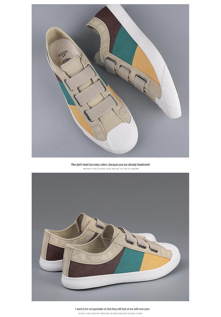 Men's 2026 Spring Canvas Slip-On Shoes: Solid Color, Breathable, Casual Low-Top Flats