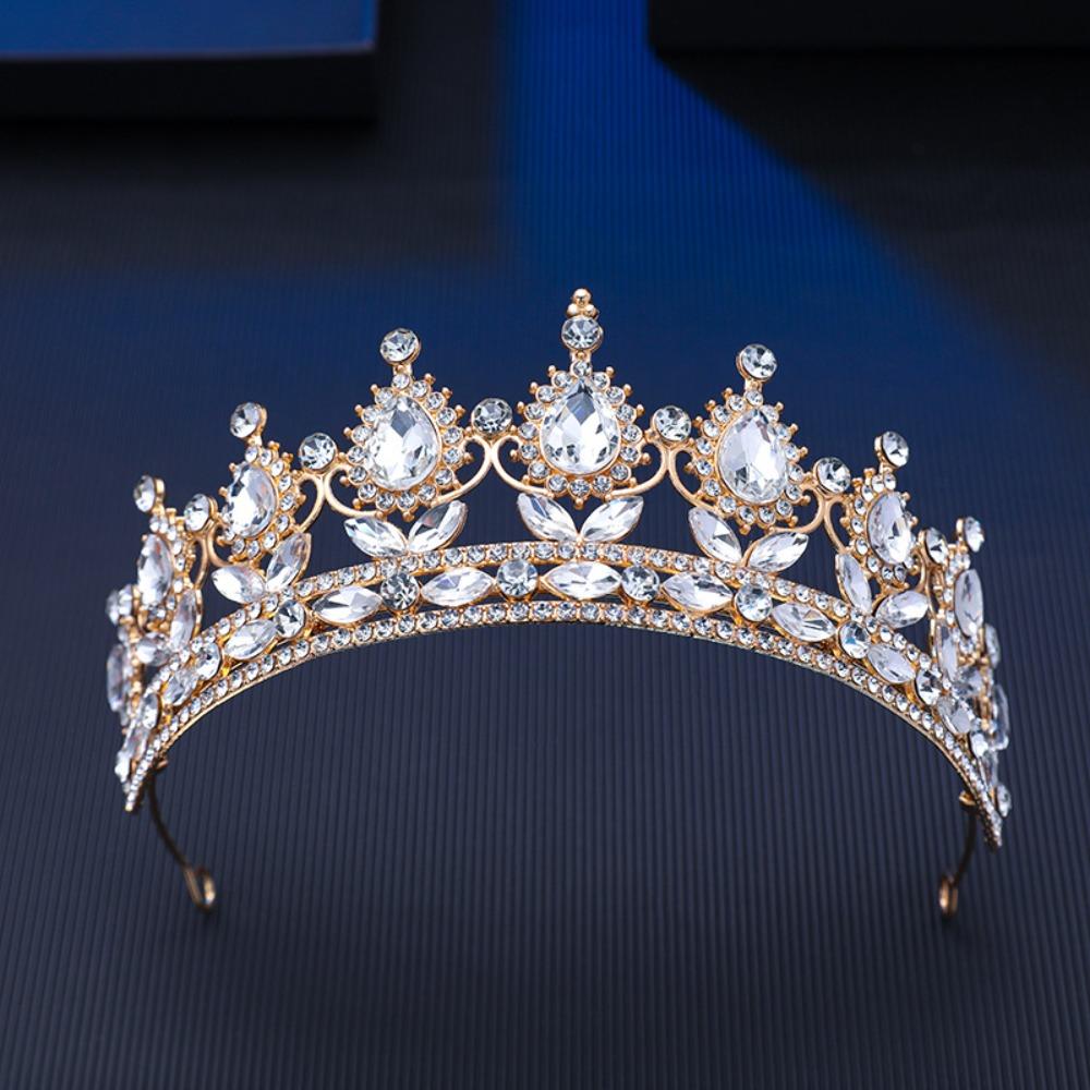 Baroque Wedding Hair Tiara Headpieces Jewelry Crystal Bridal Tiara Crown High-end Rhinestone Diadem Veil Tiaras Birthday Gift